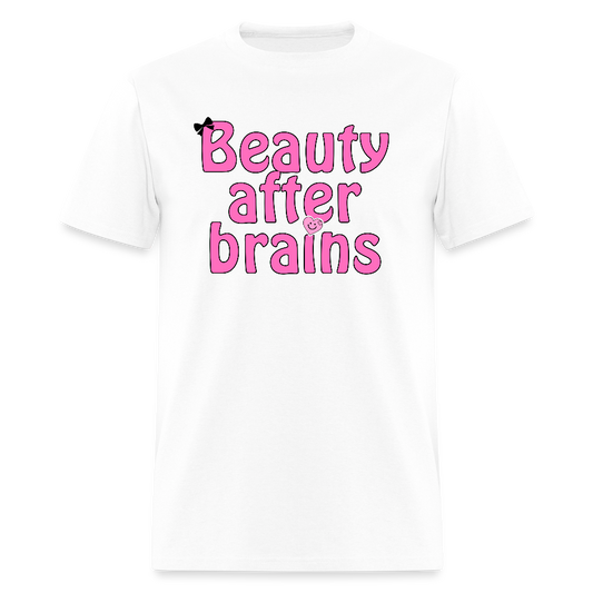 "Beauty After Brains" T-Shirt - white