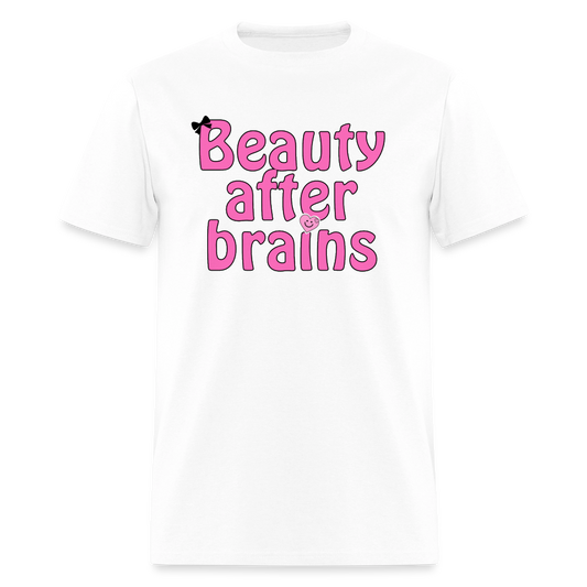 "Beauty After Brains" T-Shirt - white
