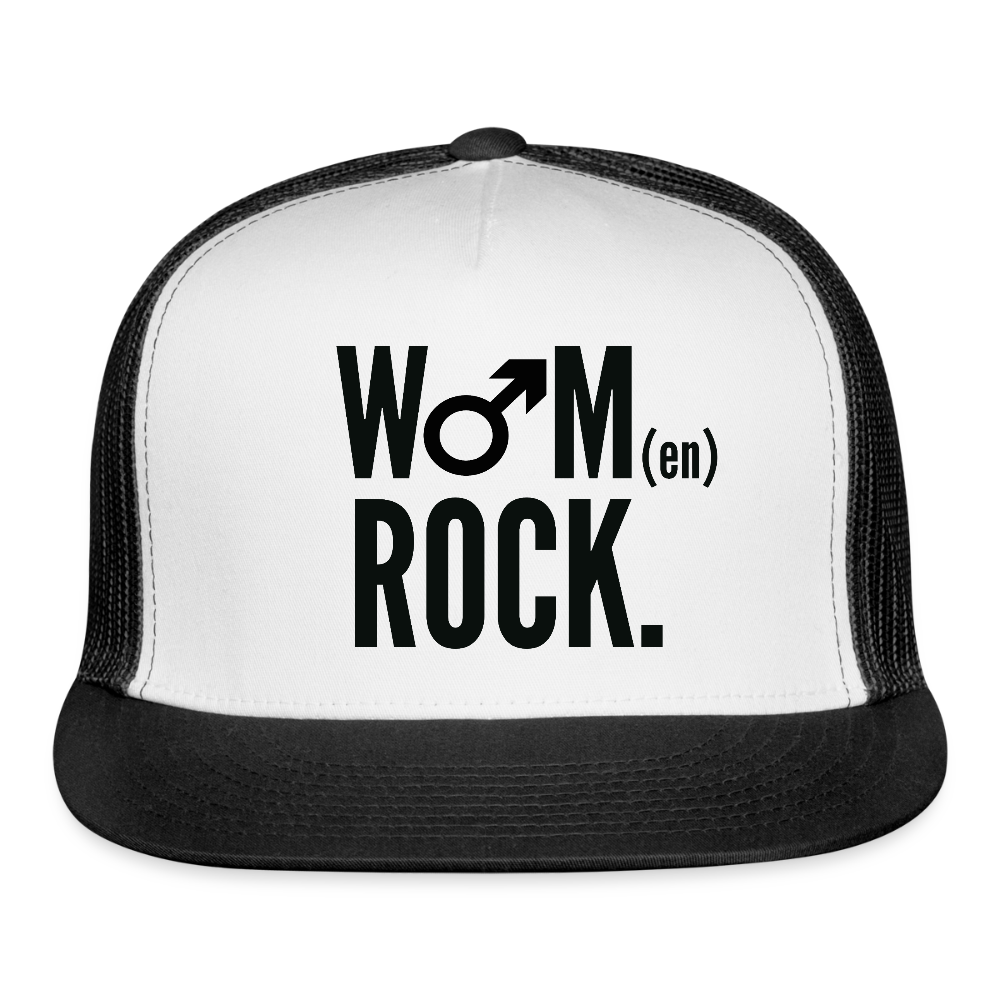 "Women Rock" Trucker Hat - white/black